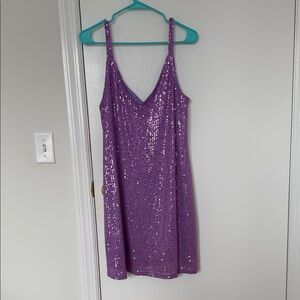 Elegant Purple Sequin Dress